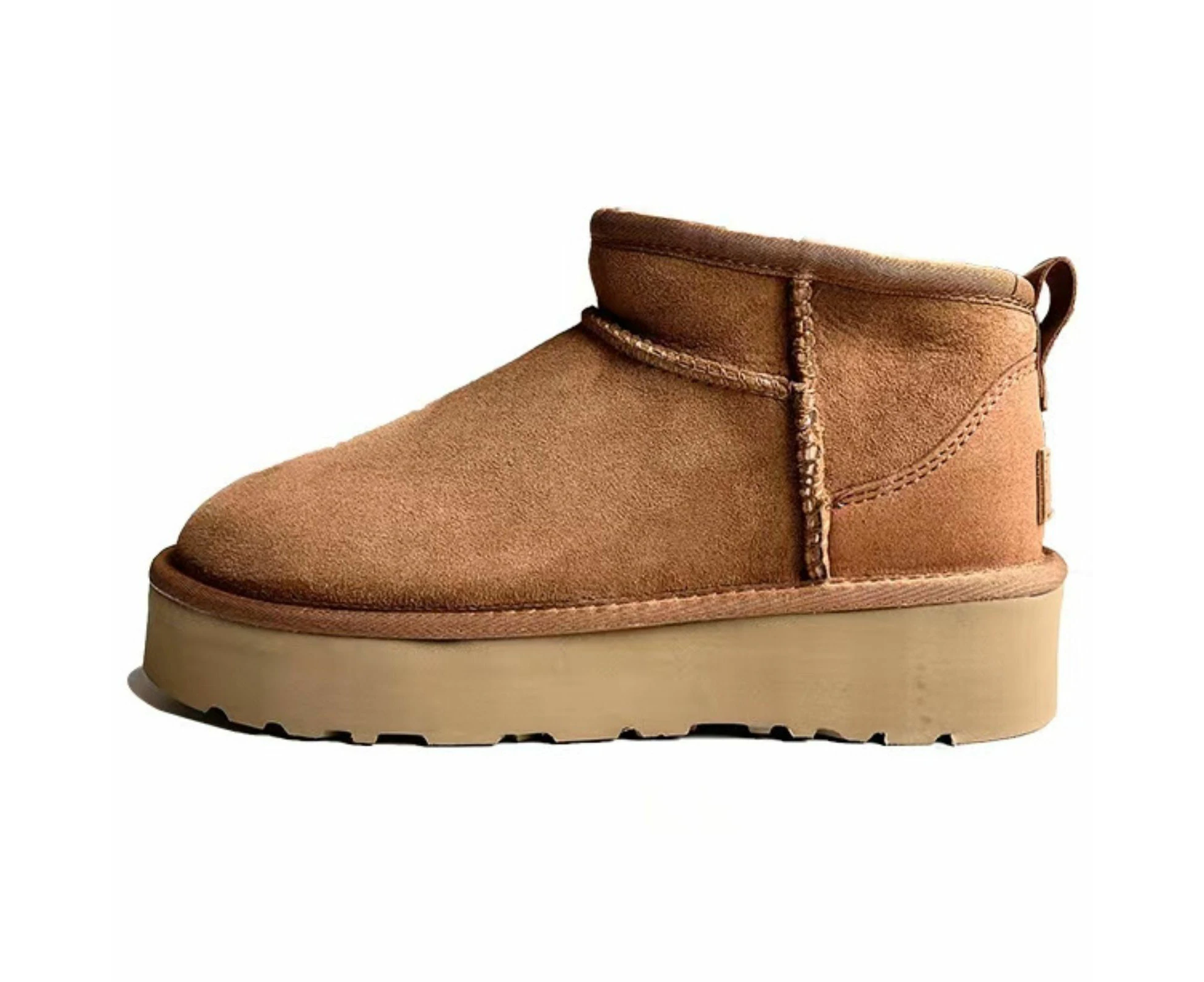 100% Australian Merino Sheepskin Womens Platform Scuffs Moccasins Slippers Winter Slip On UGG in Chestnut