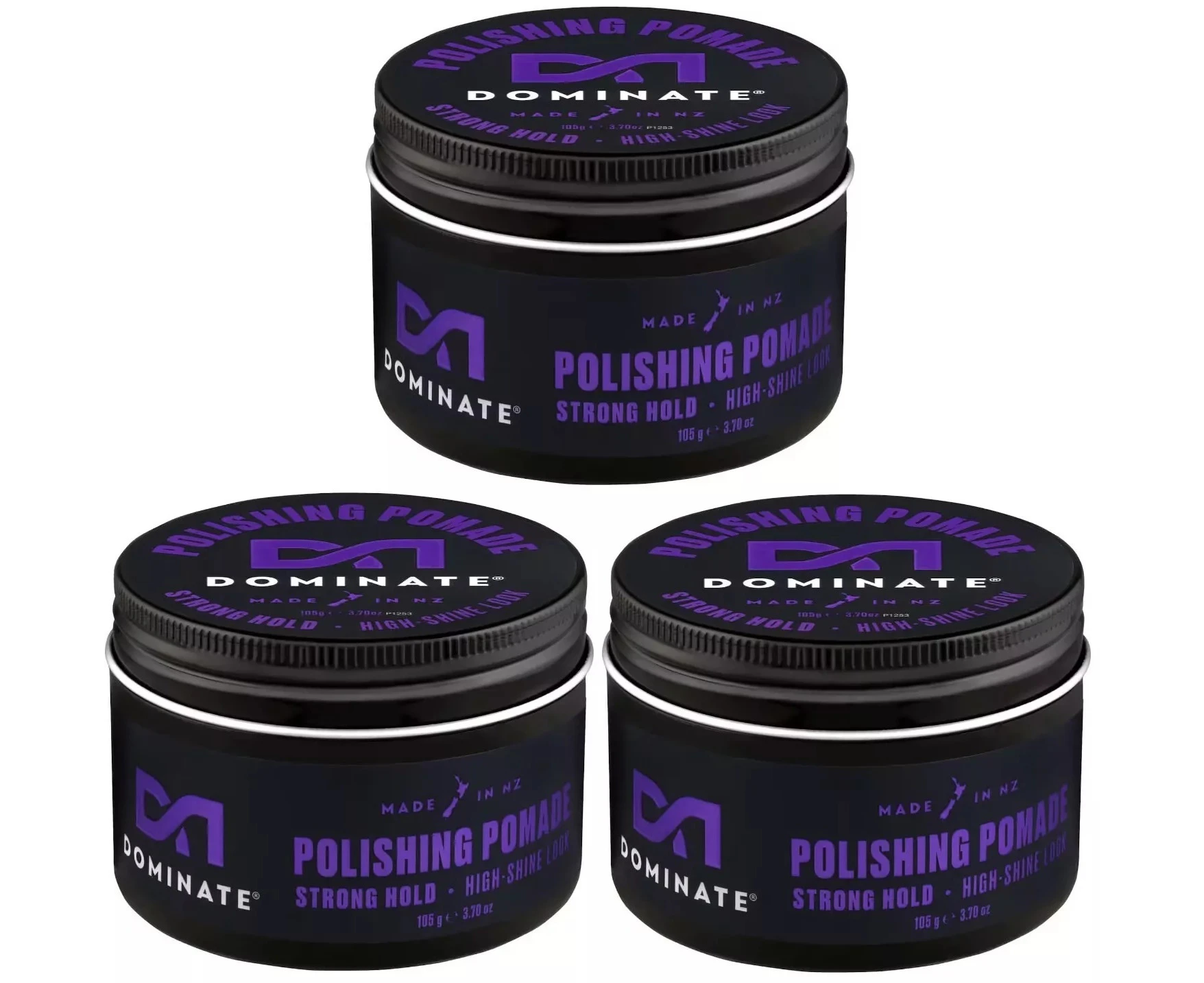 3x Dominate Polishing Pomade Strong Hold High Shine 105g