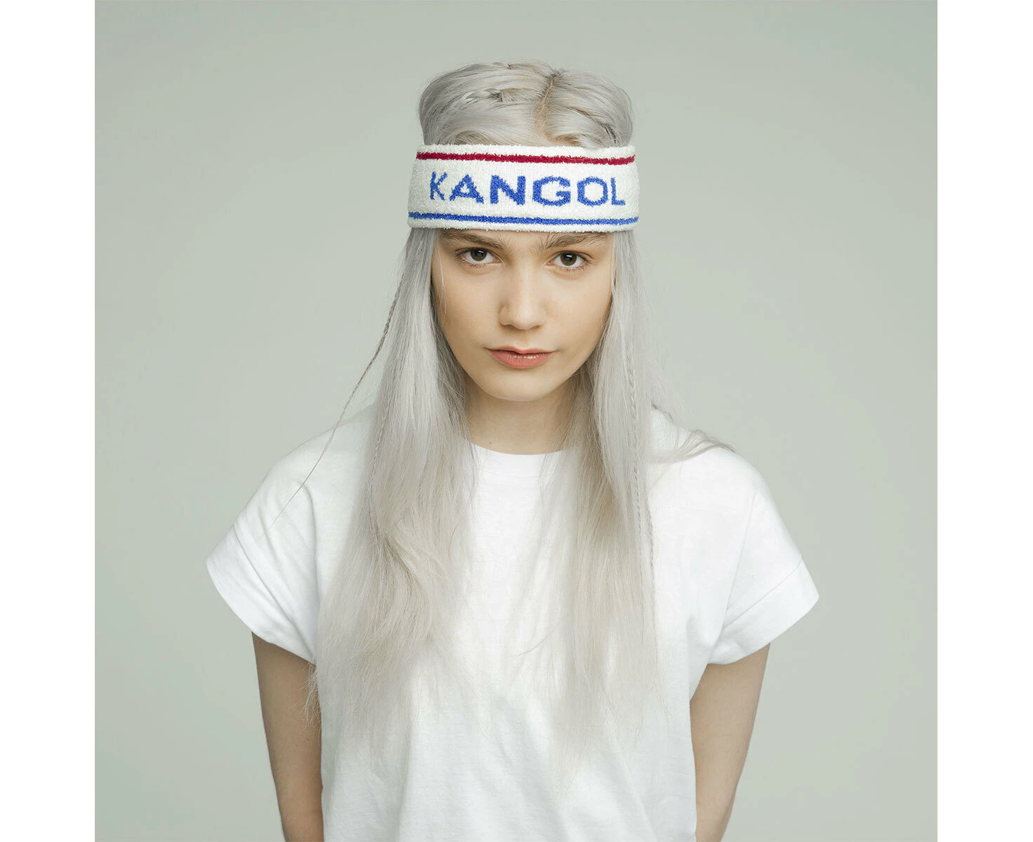 Kangol Bermuda Stripe Headband Stretch Sweatband - White/Ciano - One Size