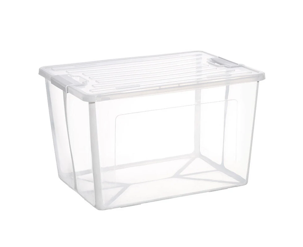 57 Litre Collapsible Modular Clear Foldable Storage Box with Lid Plastic Tub