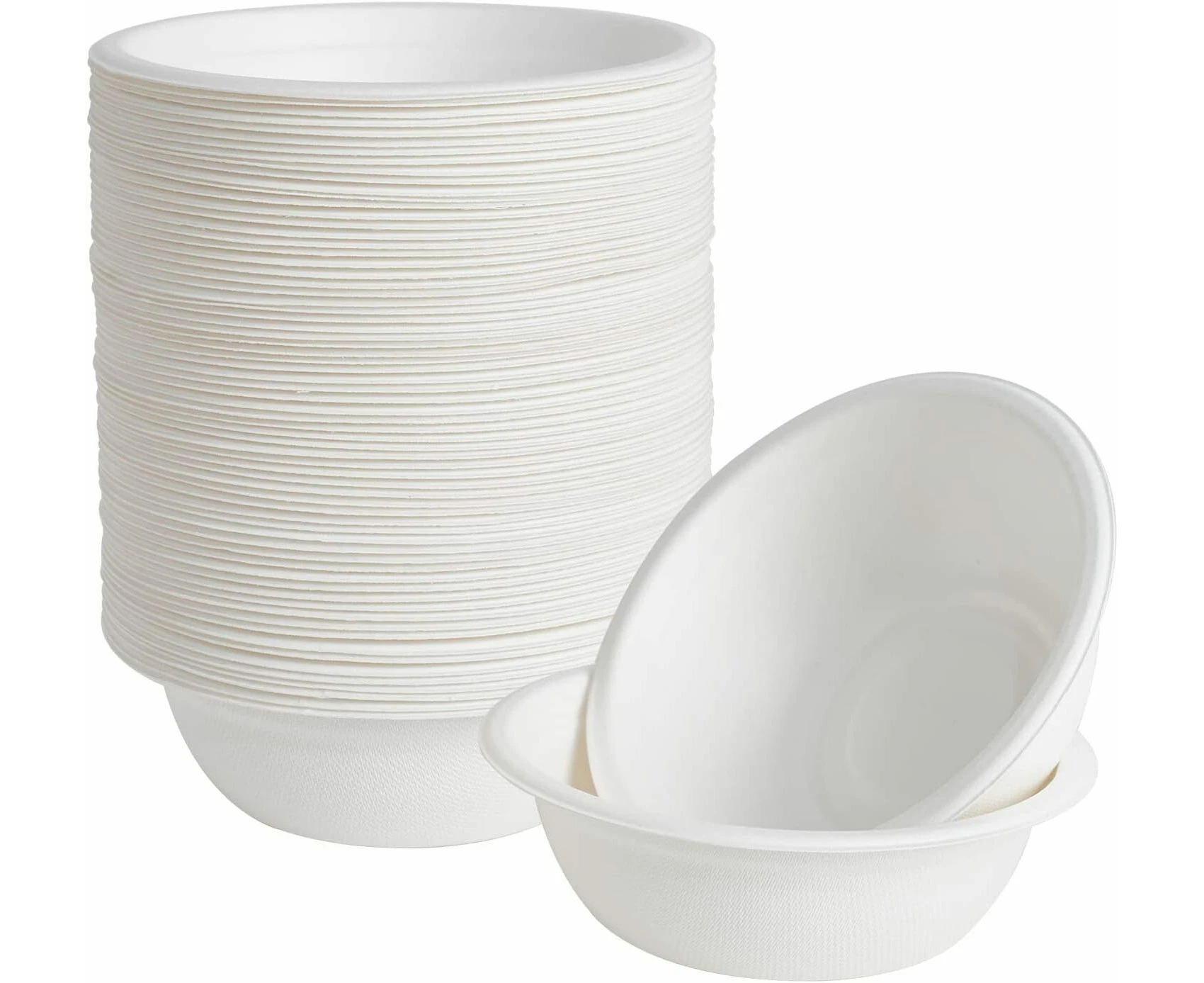 480pcs Disposable Sugarcane Bagasse Round Bowls - 12cm - Bulk