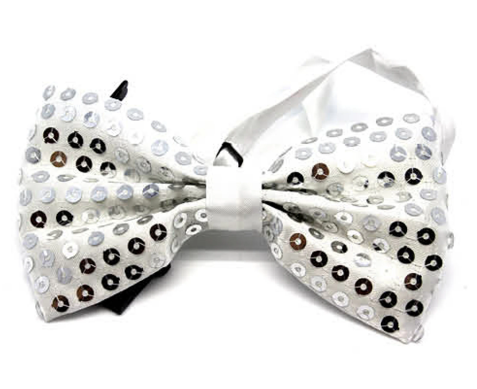 GLITTER SEQUIN BOW TIE Costume Fancy Dress Dance Fancy Shiny Party Bowtie - Silver