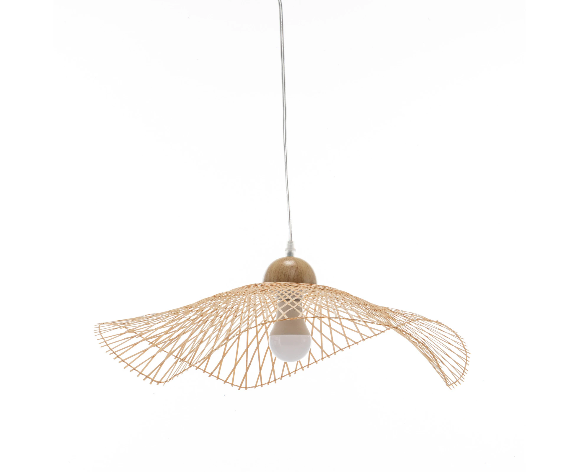 Sophia Natural Hand-Woven Bamboo Wave Pendant Lamp - Small