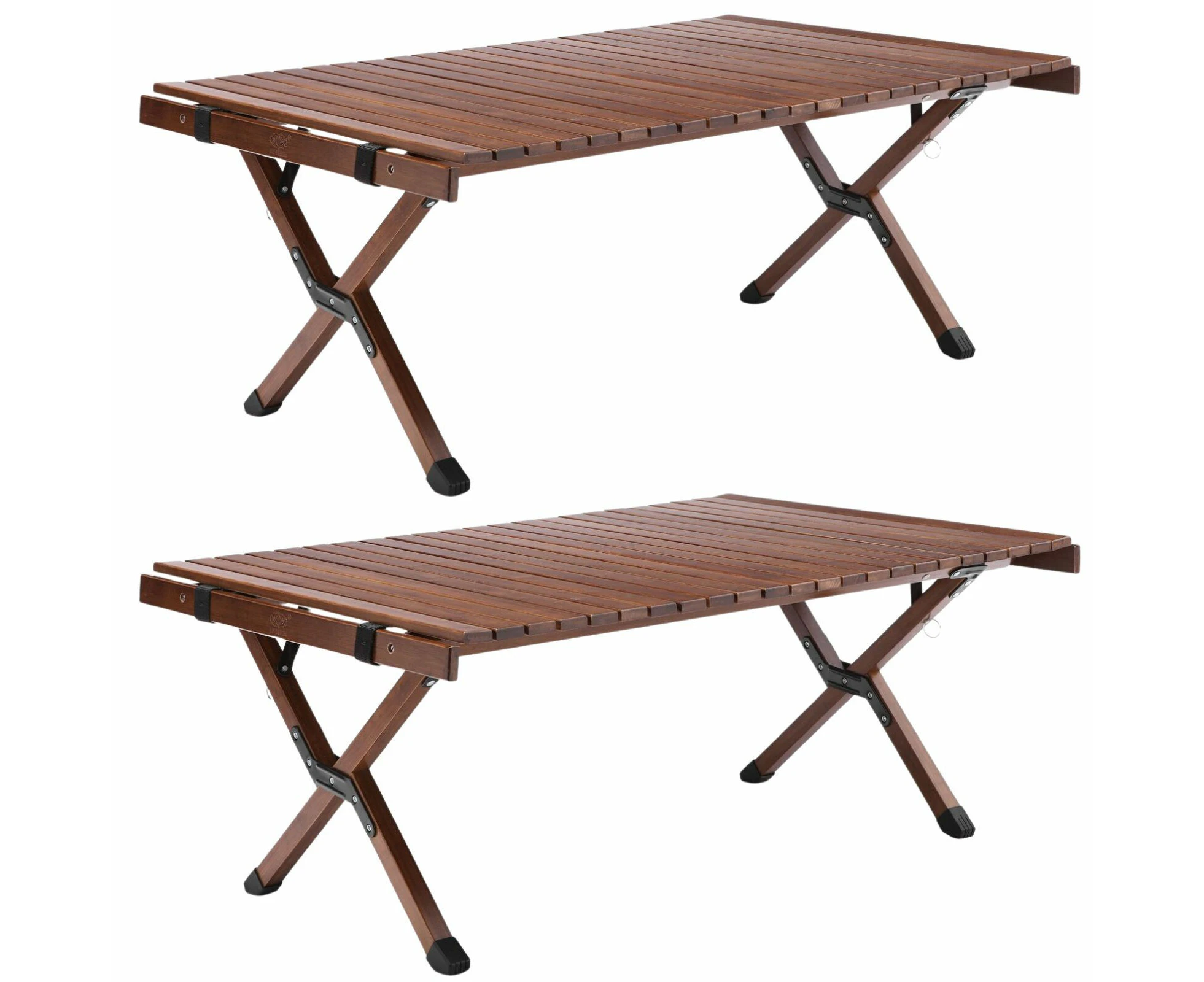 2x 93cm Foldable Bamboo Outdoor Camping Table Waterproof Wooden Travel - Large