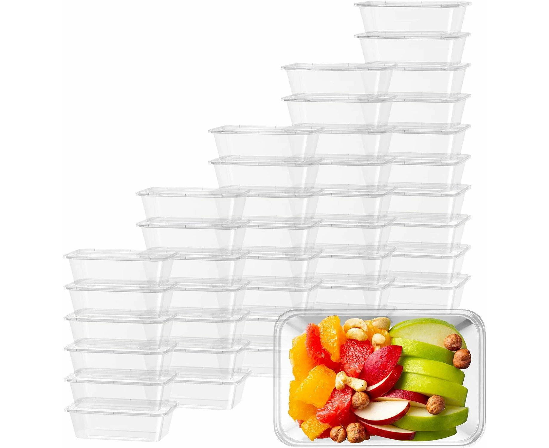 96pcs 2000ml Reusable Food Containers Plastic Meal Prep Storage - BPA Free