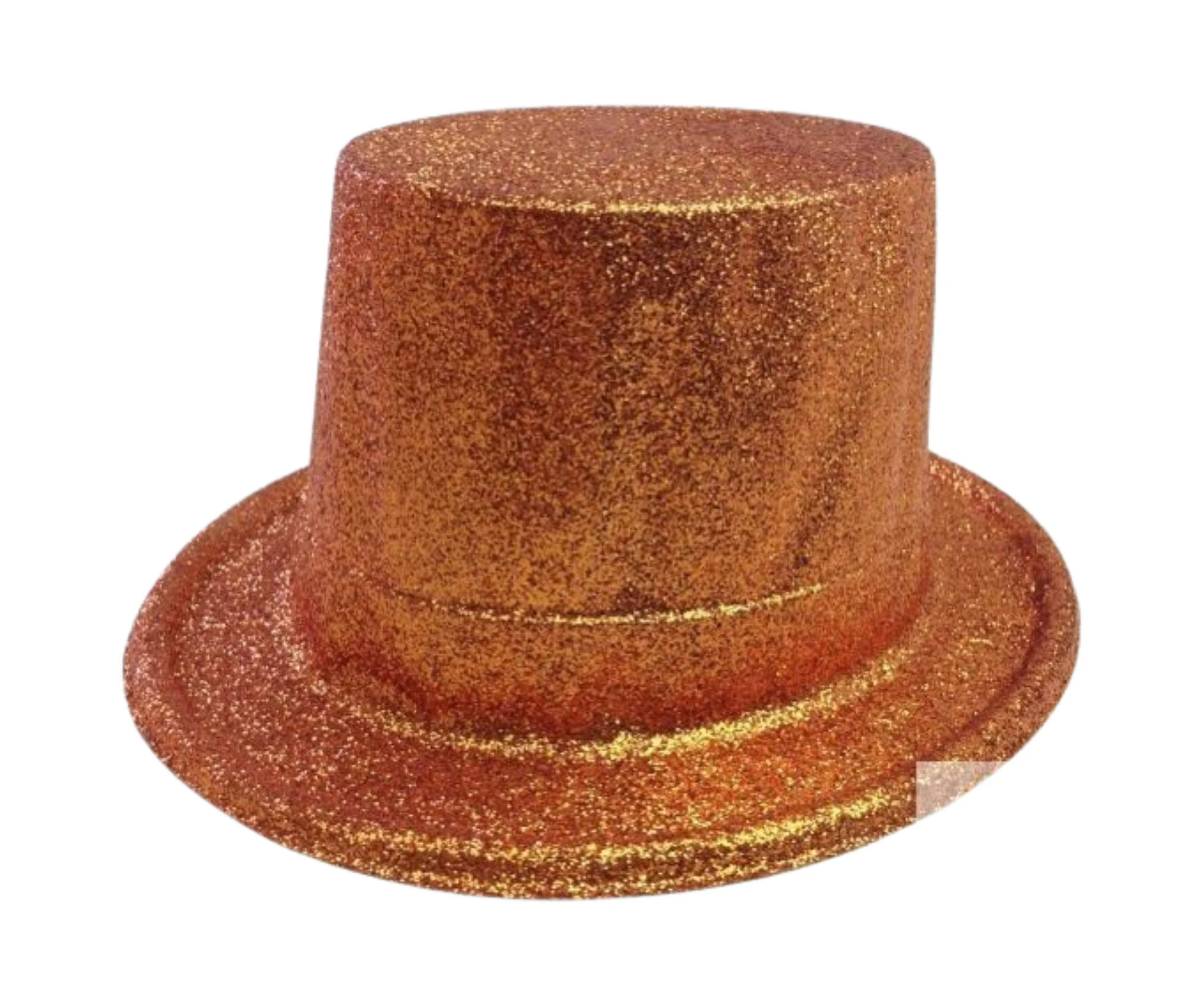 12x GLITTER TOP HAT Fancy Party Plastic Costume Tall Cap Fun Dress Up BULK - Orange