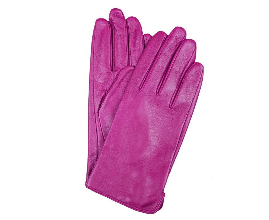 Dents Womens Classic Leather Gloves Winter Warm Soft Smooth Grain - Fuchsia