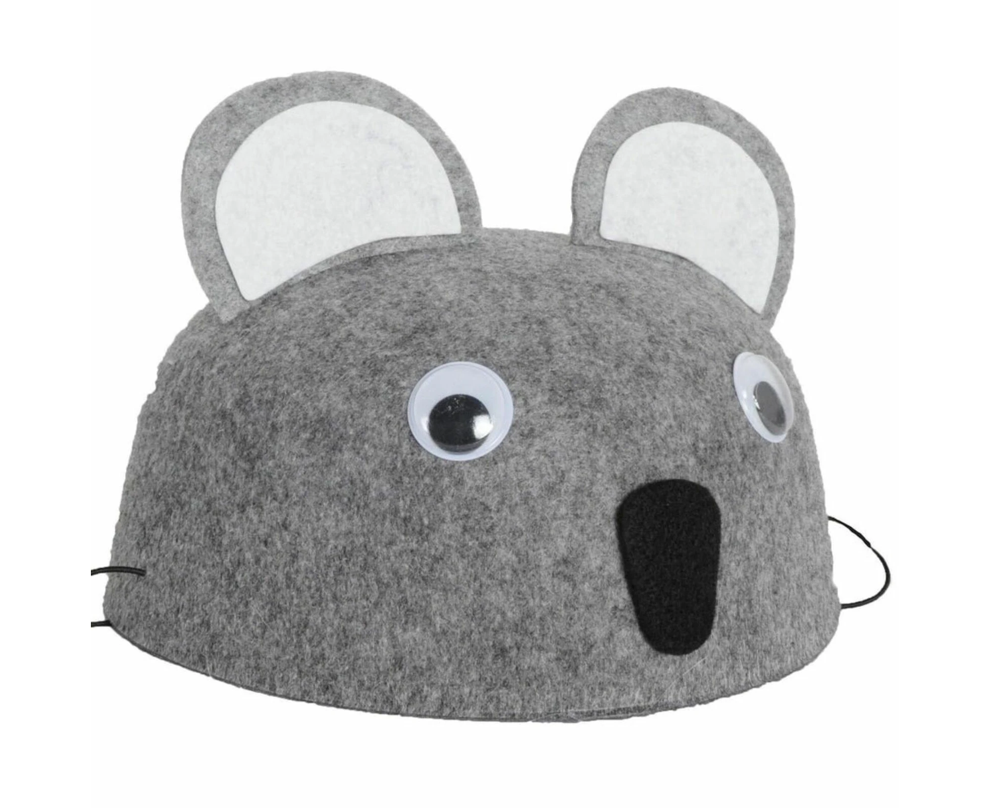 1x 55cm Koala Animal Hat Costume Accessory | Felt | Elastic Chin Strap | Australian Theme