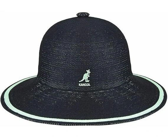 Kangol Womens Tropic Wide Brim Stripe Casual Lightweight Bucket Hat - Black - L