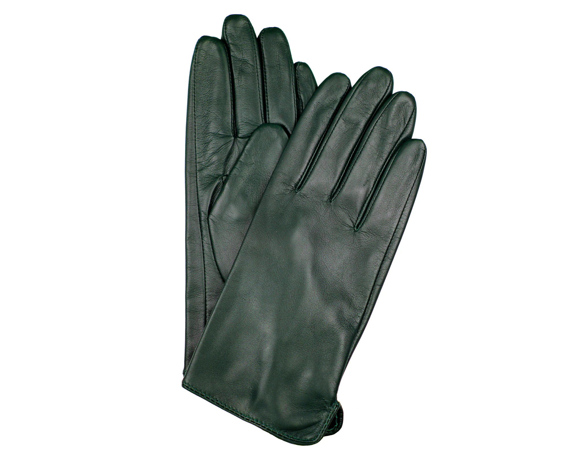 Dents Womens Classic Leather Gloves Winter Warm Soft Smooth Grain - Forest Green