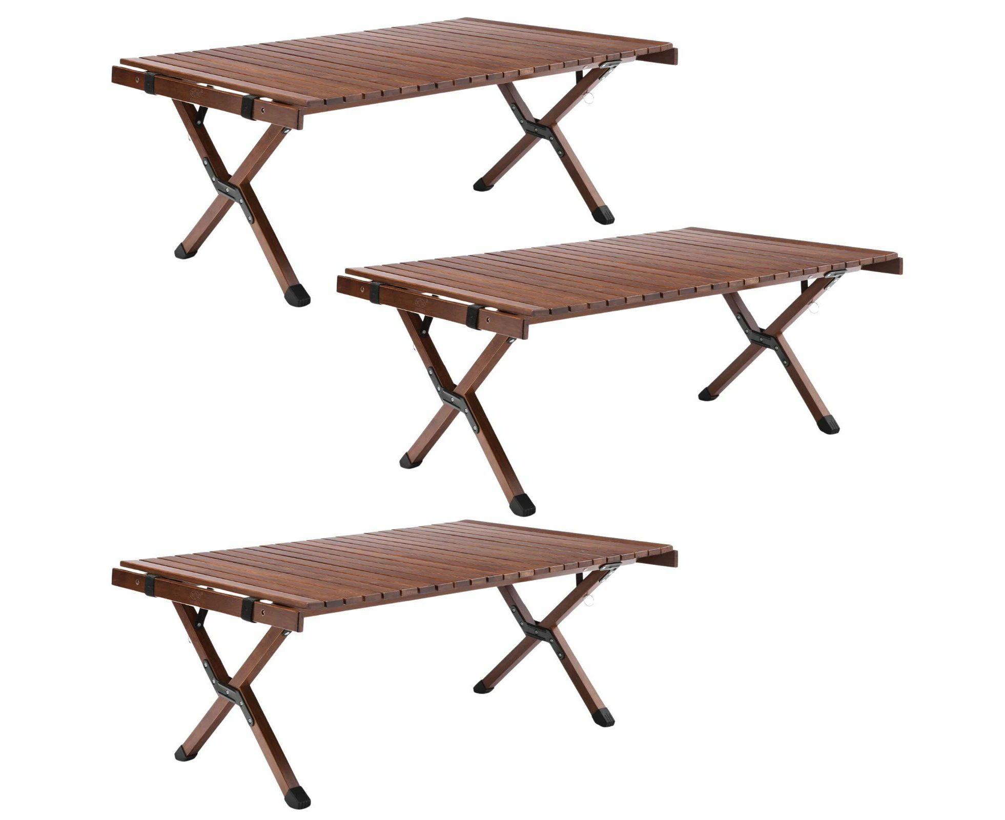 3x 93cm Foldable Bamboo Outdoor Camping Table Waterproof Wooden Travel - Large