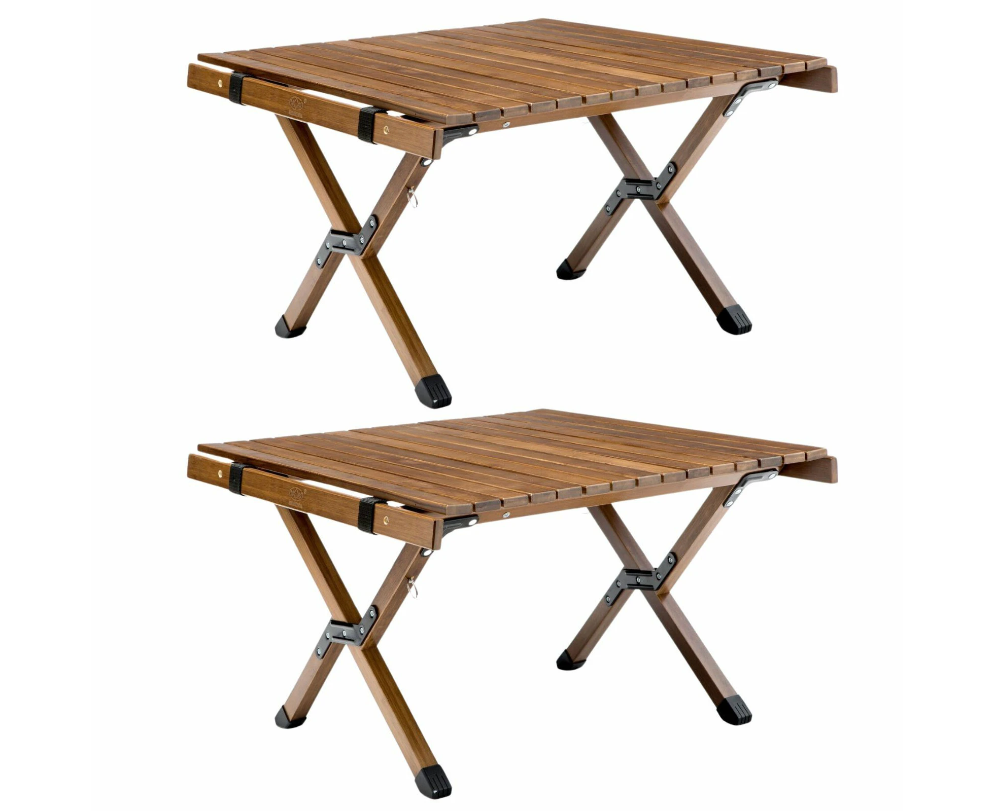 2x 62cm Foldable Bamboo Outdoor Camping Table Waterproof Wood Travel - Small