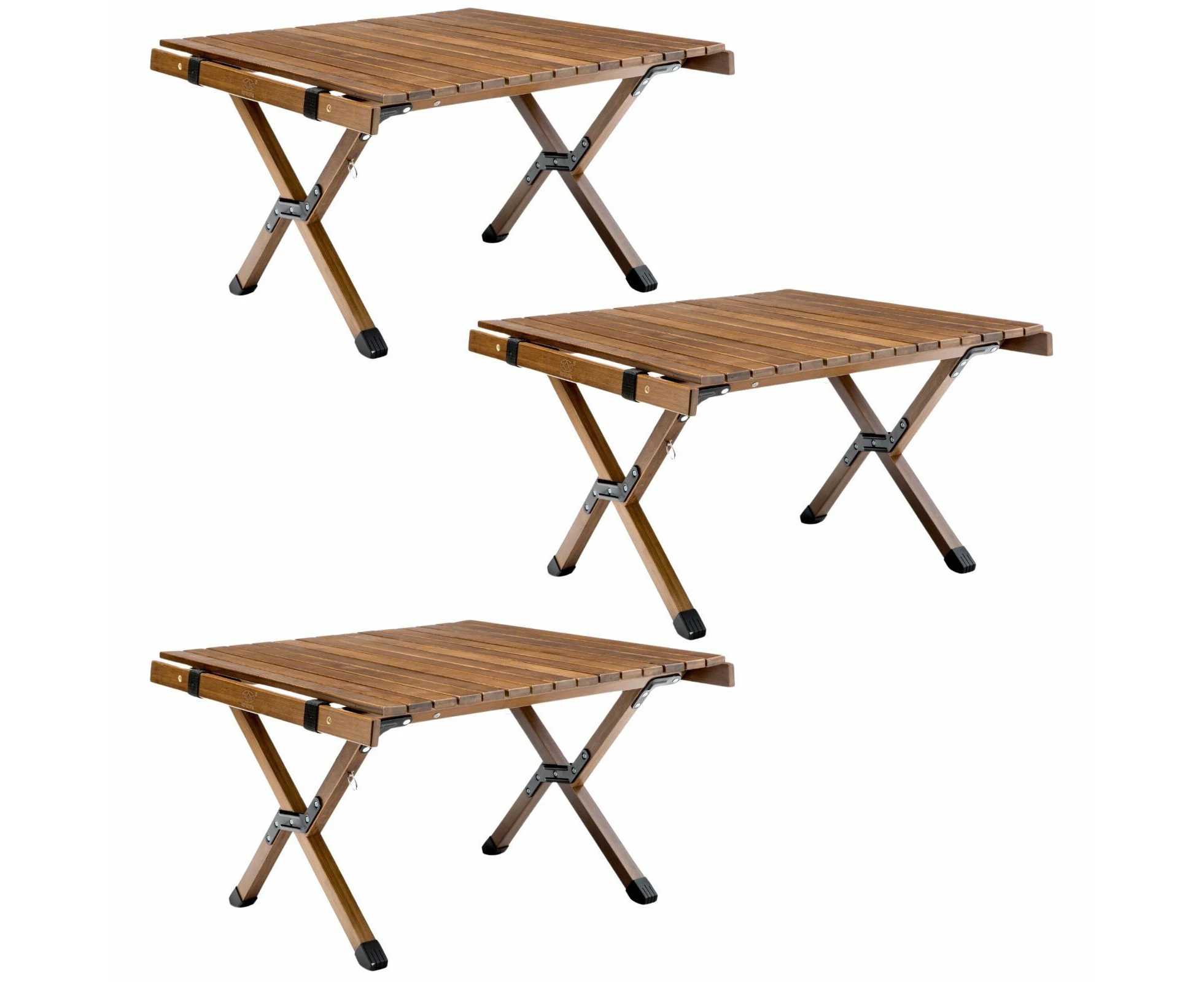 3x 62cm Foldable Bamboo Outdoor Camping Table Waterproof Wood Travel - Small