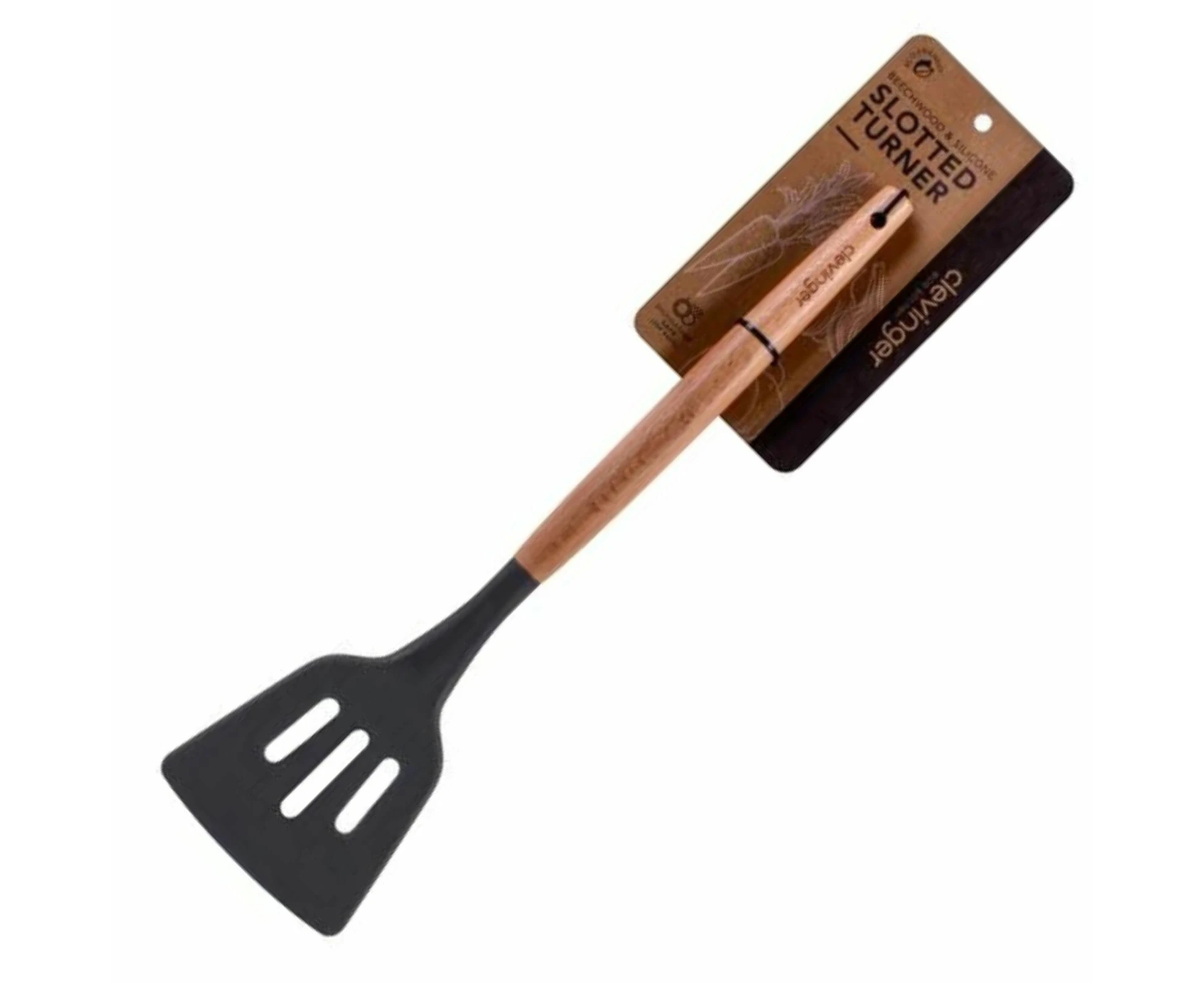 Clevinger Beechwood & Silicone Slotted Turner Charcoal Kitchen Utensil