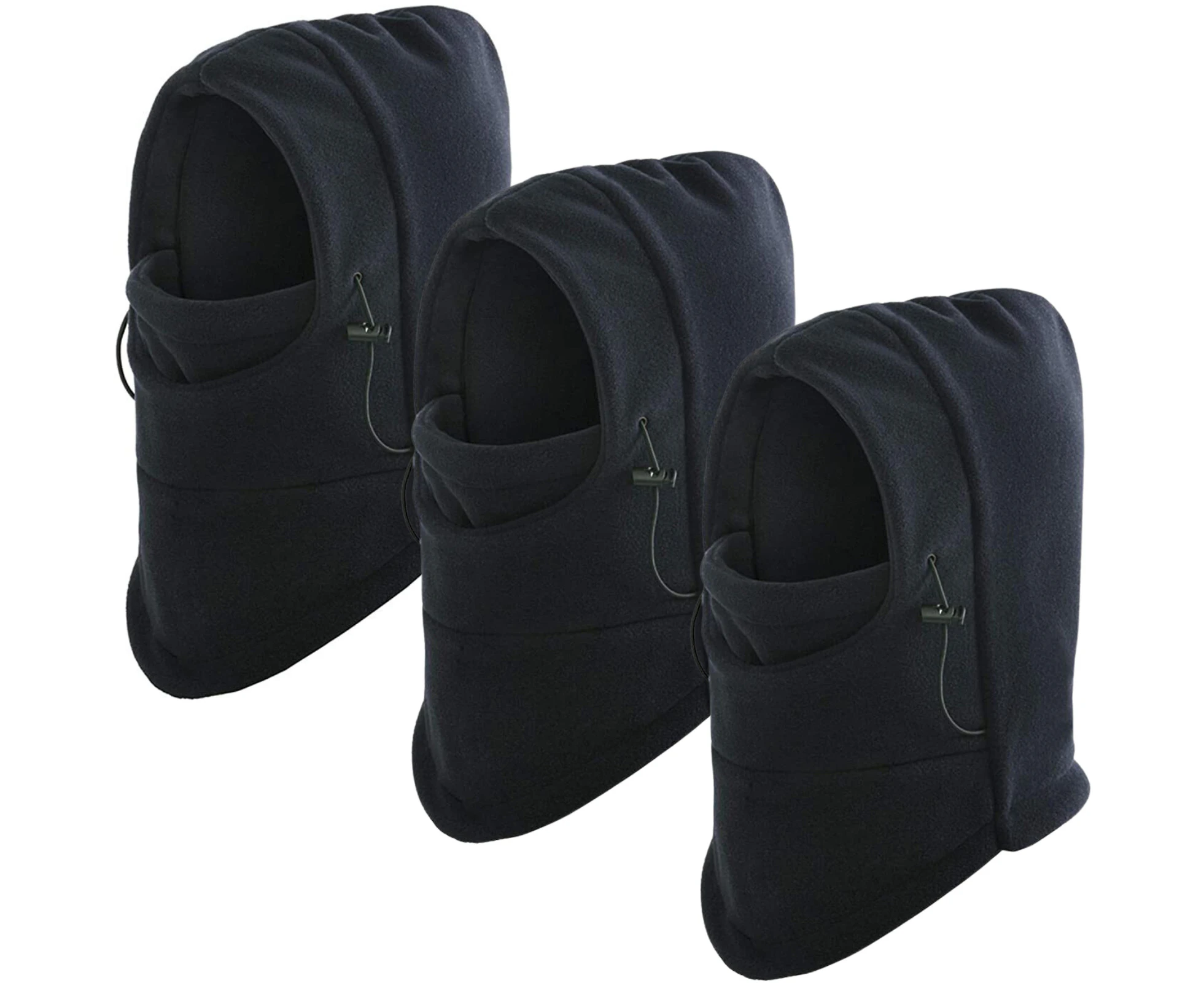 3x Windproof Thermal Fleece Balaclava Beanie Hat Full Face Mask Ski - Black