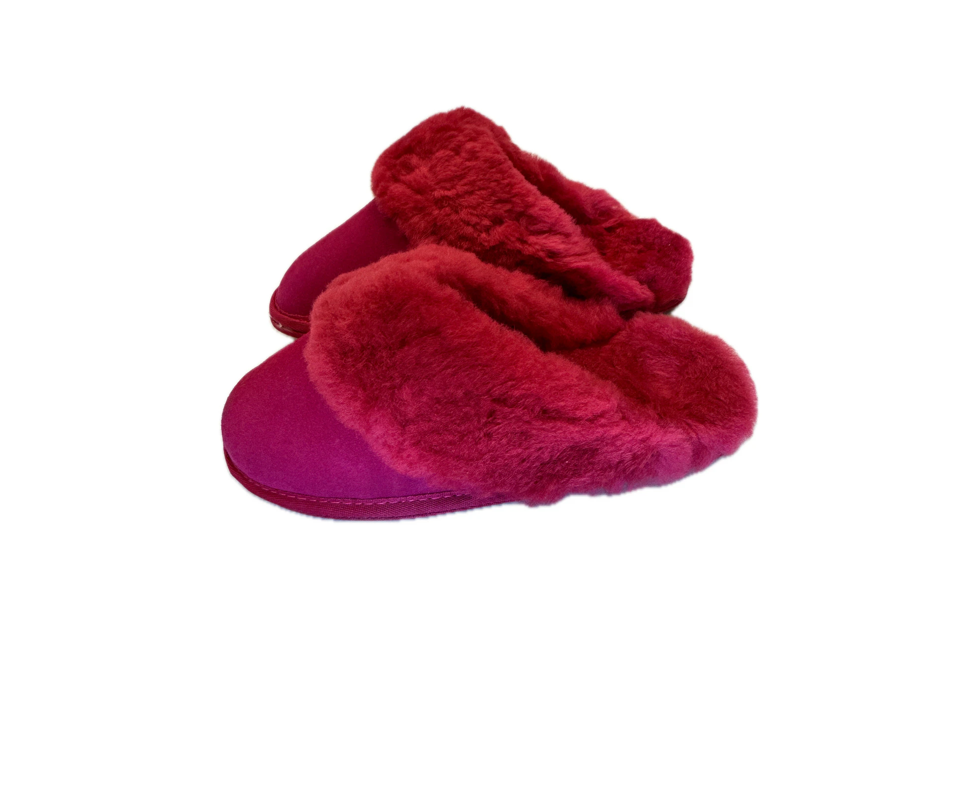 100% Sheepskin Moccasin Slippers Winter Genuine Scuffs Slip On UGG in Red