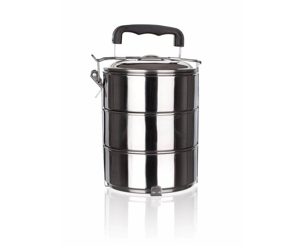 Stackable 3-Tier Stainless Steel Lunch Bento Box Tiffin Storage Pot - 23cm x 15cm