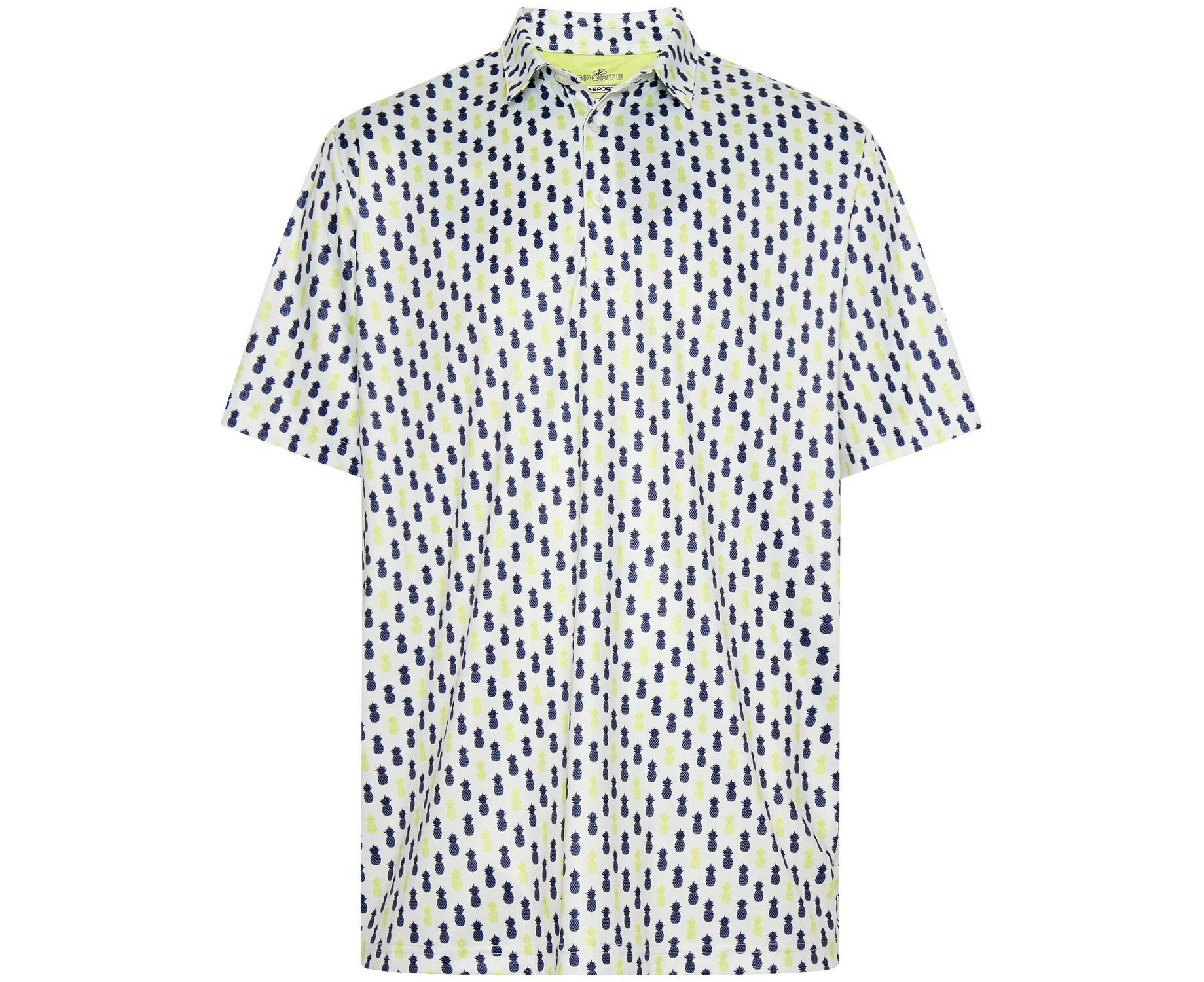 Sporte Leisure Mens Polo Short Sleeve Shirt Golf Pineapples - White