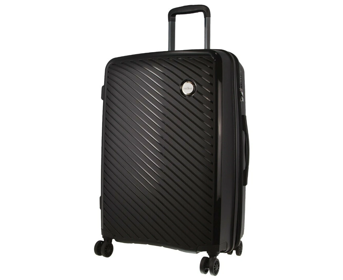 Monaco Checked Luggage Bag Travel Carry On Suitcase 65cm (82.5L) - Black