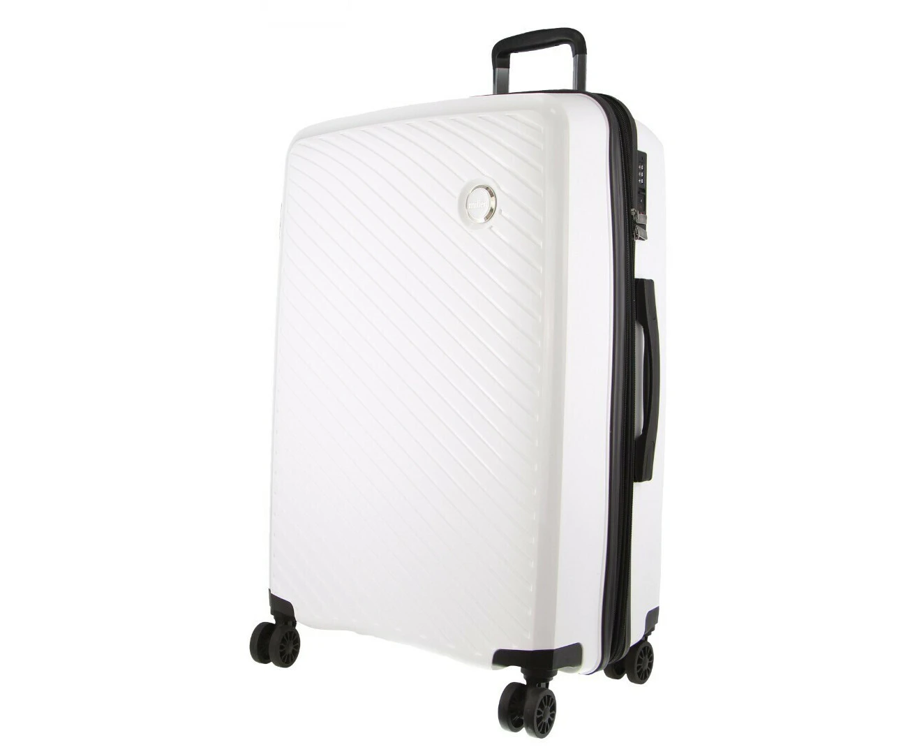 Monaco Checked Luggage Bag Travel Carry On Suitcase 75cm (124L) - White