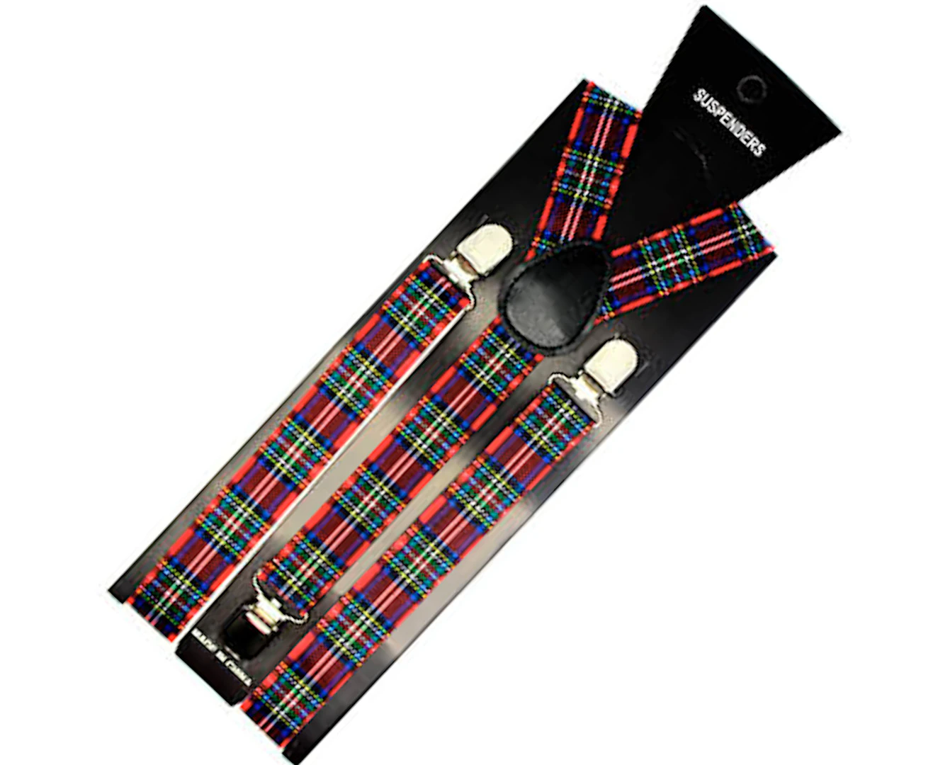 Mens Suspenders Braces Adjustable Strong Clip On Elastic Formal Wedding Slim - Tartan 2