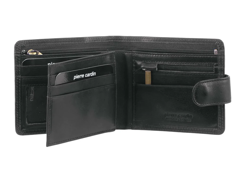 Pierre Cardin Mens Wallet Soft Rustic Leather RFID Blocking Protected - Black