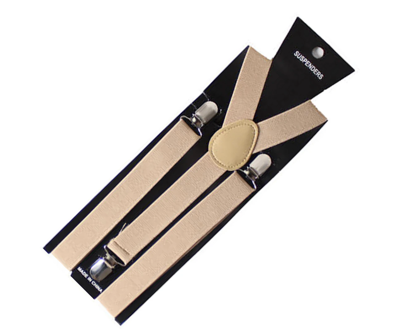 Mens Suspenders Braces Adjustable Strong Clip On Elastic Formal Wedding Slim - Beige