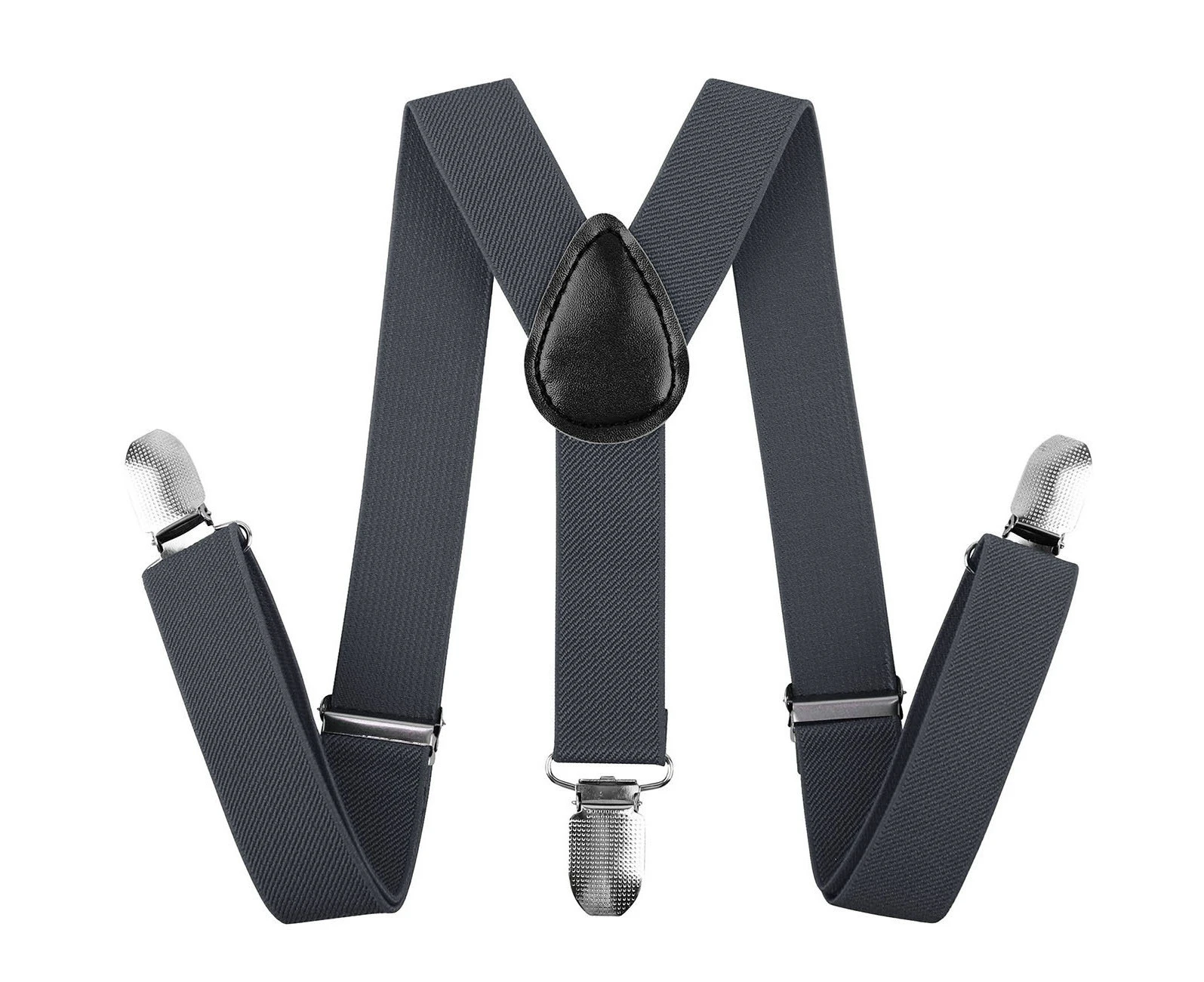 35mm WIDE SUSPENDERS Mens Adjustable Braces Clip On Trouser Elastic Y-Back - Black