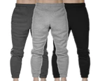 3x Mens Fleece Skinny Track Pants Jogger Gym Casual Sweat Warm - Assorted Colours