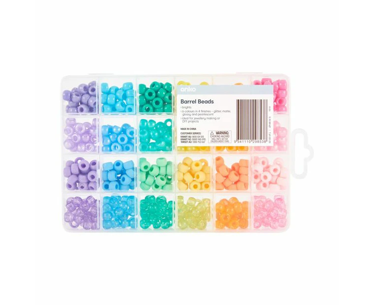 Barrel Beads Set, Brights - Anko