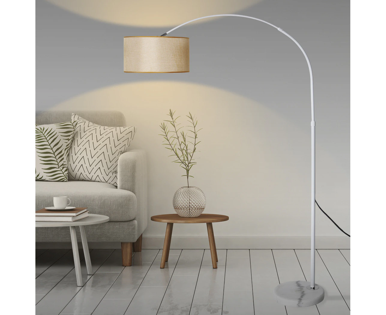 Modern LED Floor Lamp Reading Light Free Standing Height Adjustable Marble Base