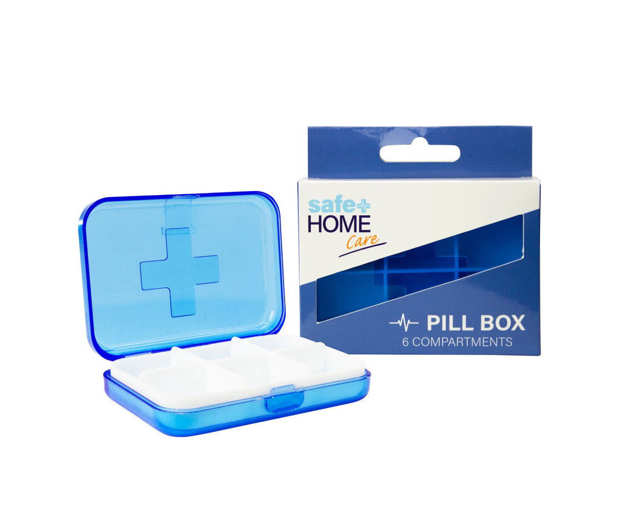 Safe Home Care Pill Box 6 Compartment 9 x 6.5 x 2cm