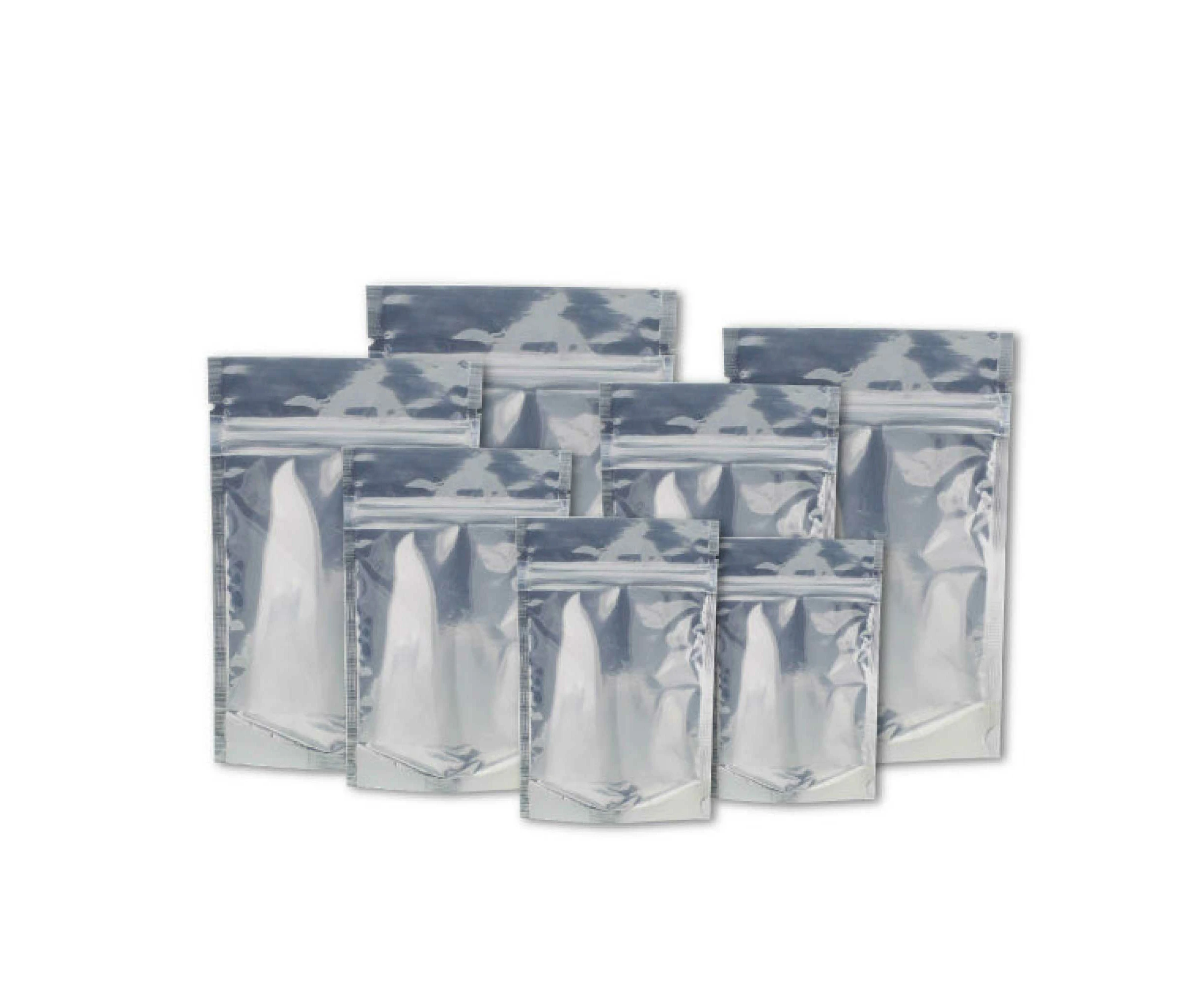 100x Resealable Aluminium Pouches - Windowed Zip Close Standing Food Storage Bag