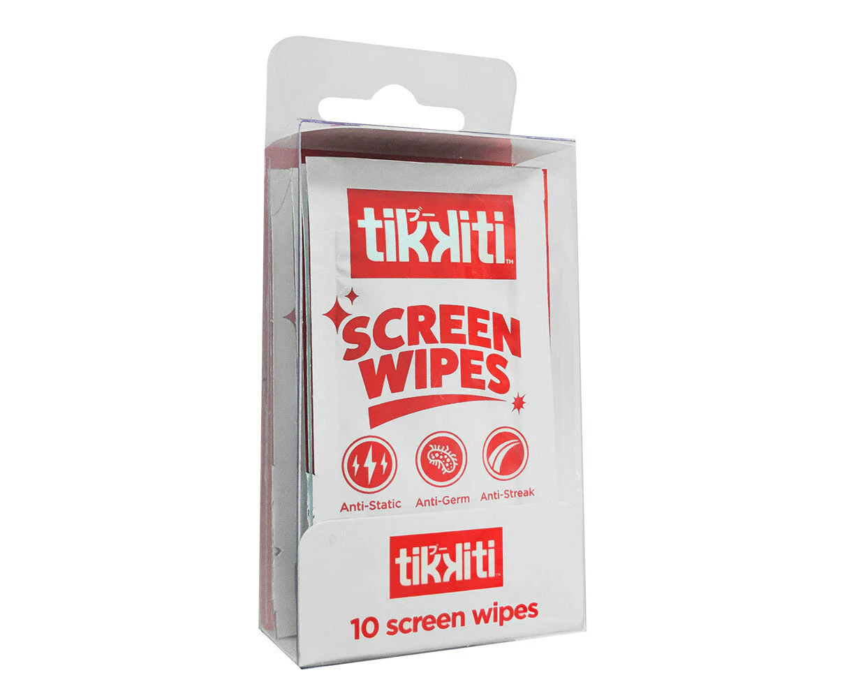 10pc Tikkiti Anti-Bacterial Screen Cleaning Wipes/Cloths for Smartphones/Tablets