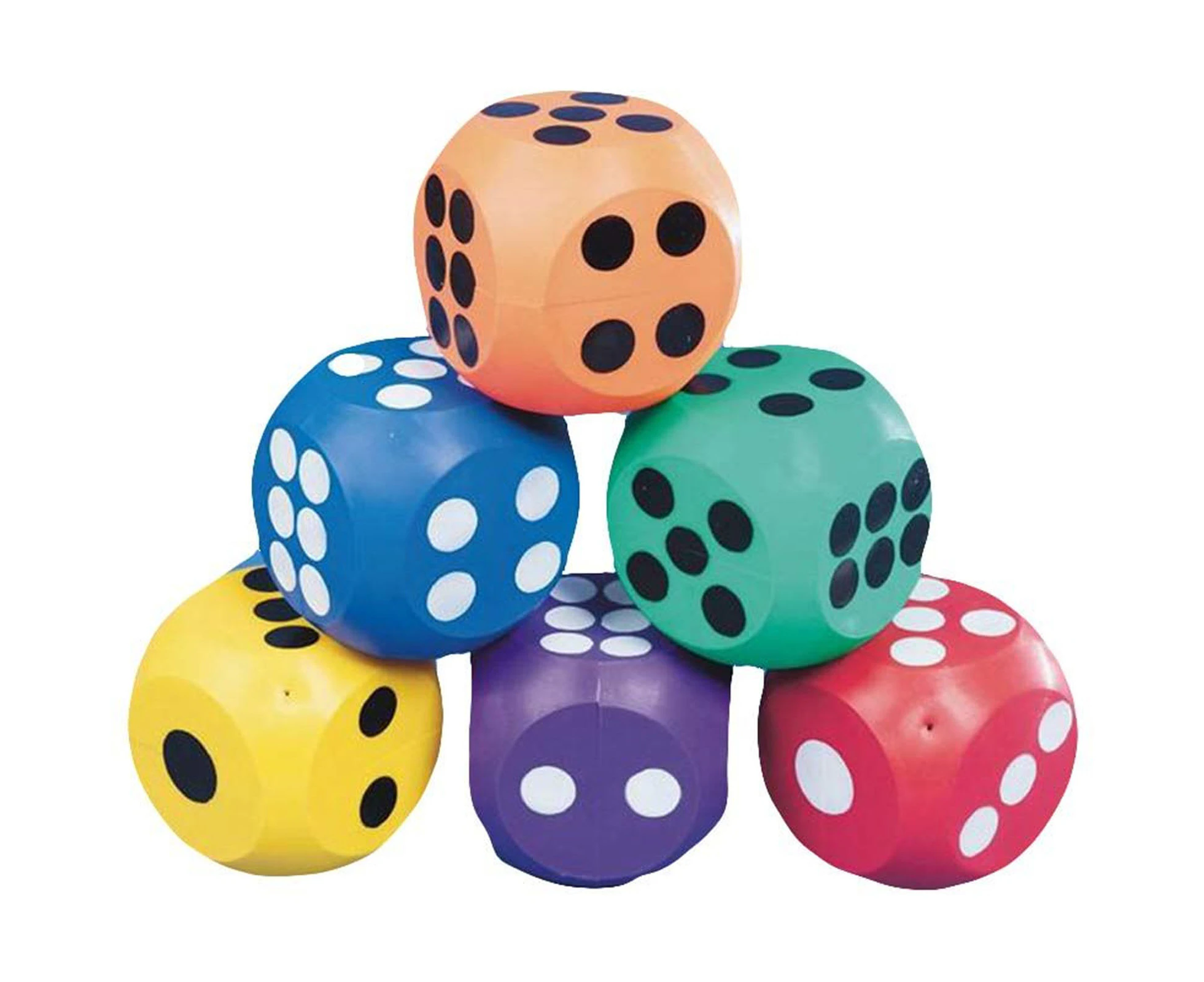 10cm Coloured Rubber Dice - 6 Pack