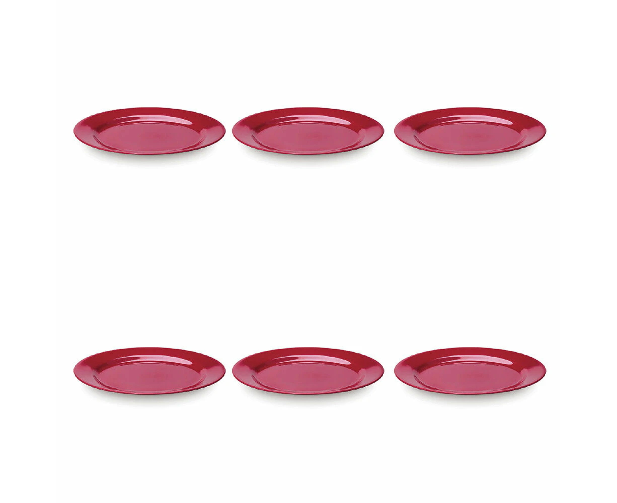 6PK Campfire Melamine Dinner Plate Serving Dish Tableware Round 25cm Burgundy