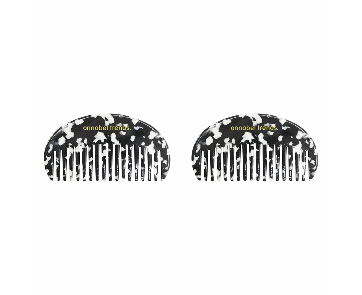 2PK Annabel Trends Tamed Hair Comb/Brush Moon Women's Accessory 12cm Black/White