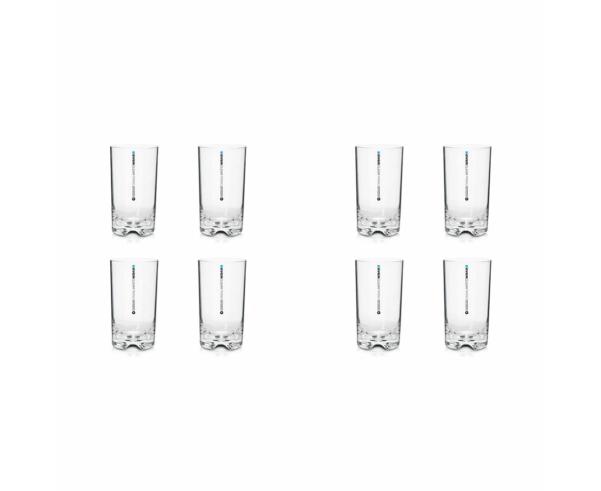 8pc Everclear Tritan Plastic Highball Tumbler 415ml Outdoor Party Set Clear