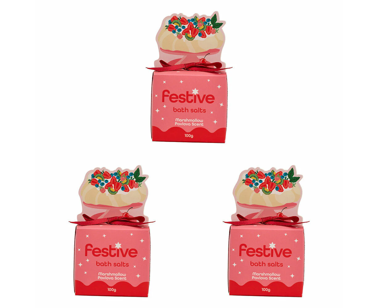 3PK Annabel Trends Festive Bath Salts 100g Gift Set Marshmallow Pavlova Scent