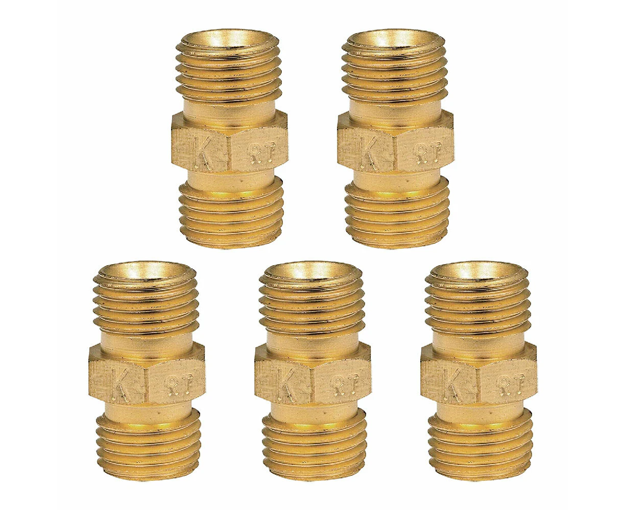 5PK Companion Brass 1/4" BSP Male To 1/4" BSP Male Outdoor Gas Adaptor Connector