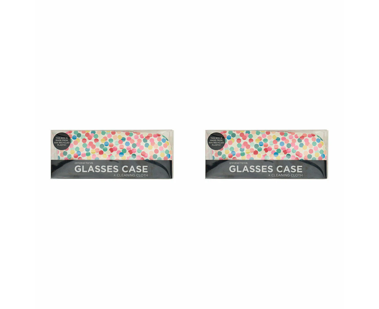 2PK Annabel Trends Glasses Protector Hard Case/Cloth Combo 15cx6cm Confetti