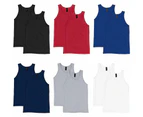 2 Pack Mens Cotton Blank Plain Basic Crew Neck Tank Top Singlet T-Shirt Bulk Classic Regular Fit - White