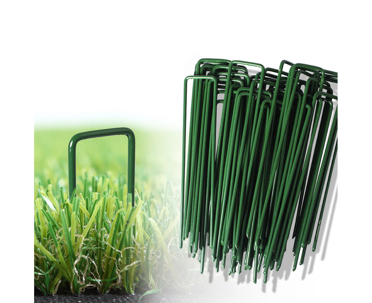 200PCS Synthetic Artificial Grass Turf Pins U Fastening Lawn Tent Pegs Weed Mat