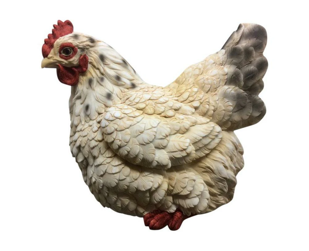 Sitting Chicken Figurine (White) - 26cm