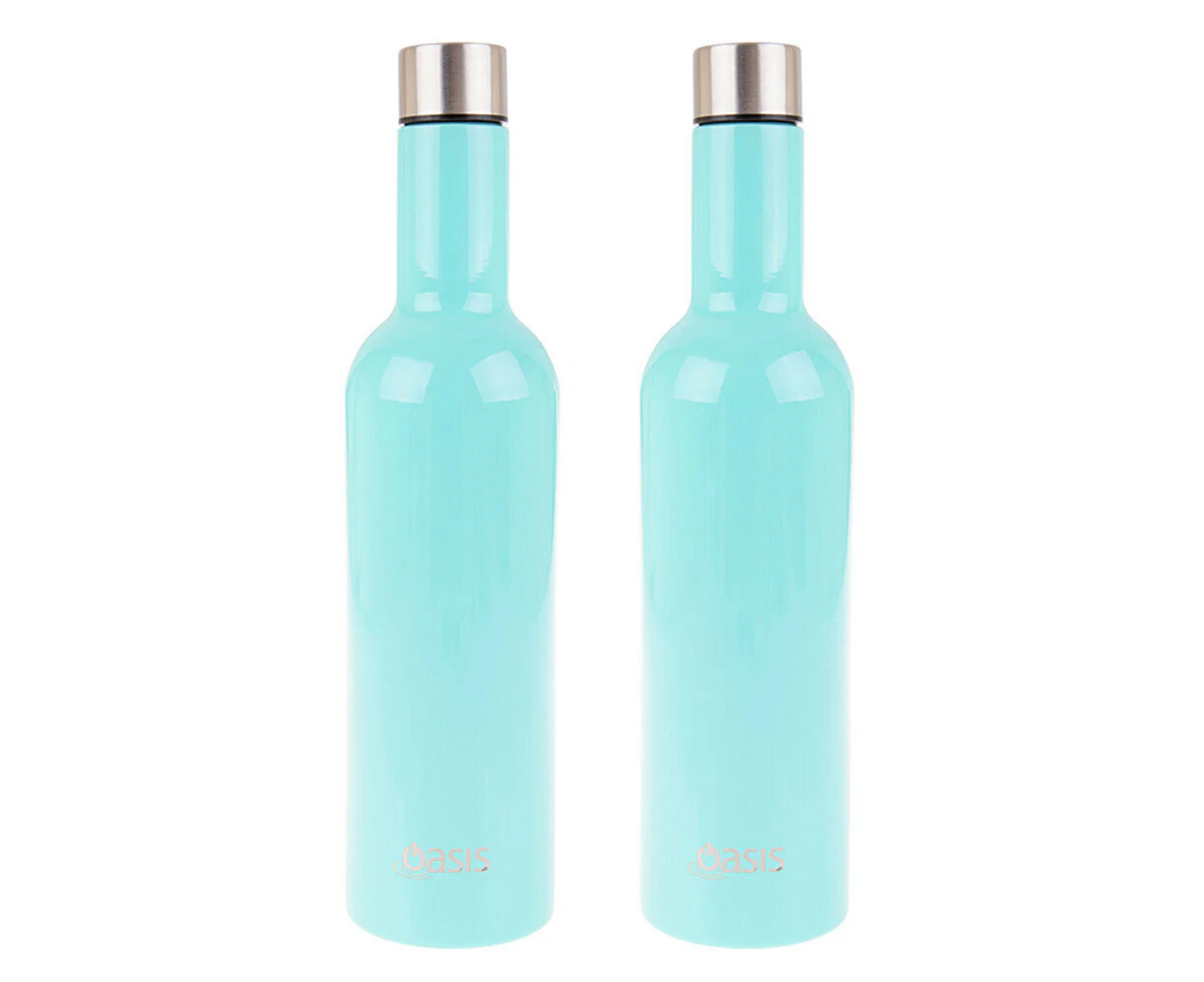 2PK Oasis Stainless Steel 750ml Double Wall Insulated Wine Traveller Spearmint