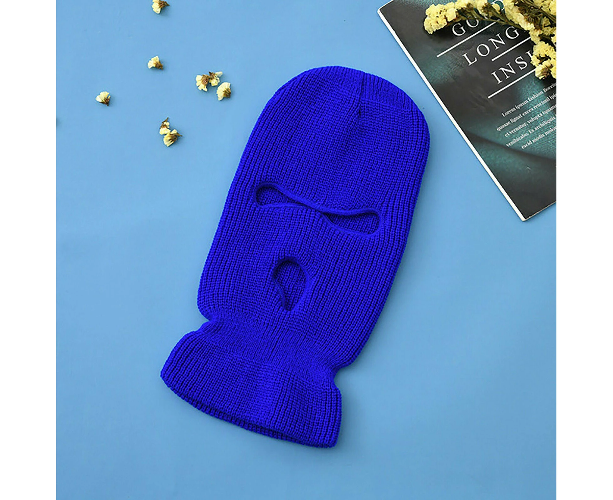 3 Hole Full Face Ski Mask Winter Cap Balaclava Hood Beanie Warm Tactical Hat - Dark Blue