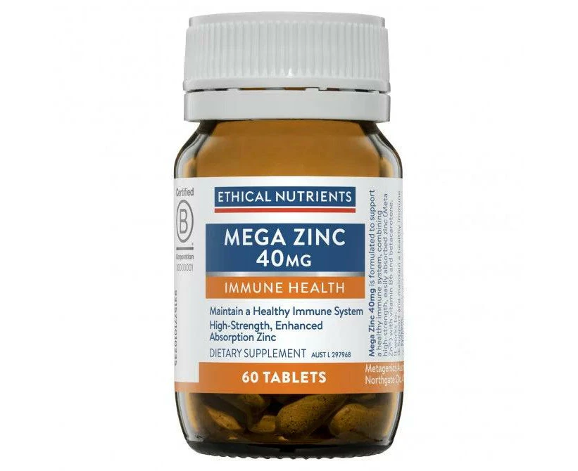 Ethical Nutrients Mega Zinc 40 Mg 60 Tablets