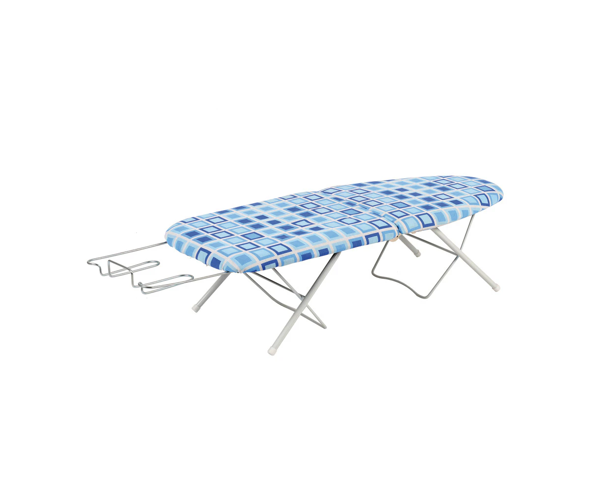 Oztrail Fold-In-Half Retractable Clothes Ironing Board w/ Folding Legs Blue