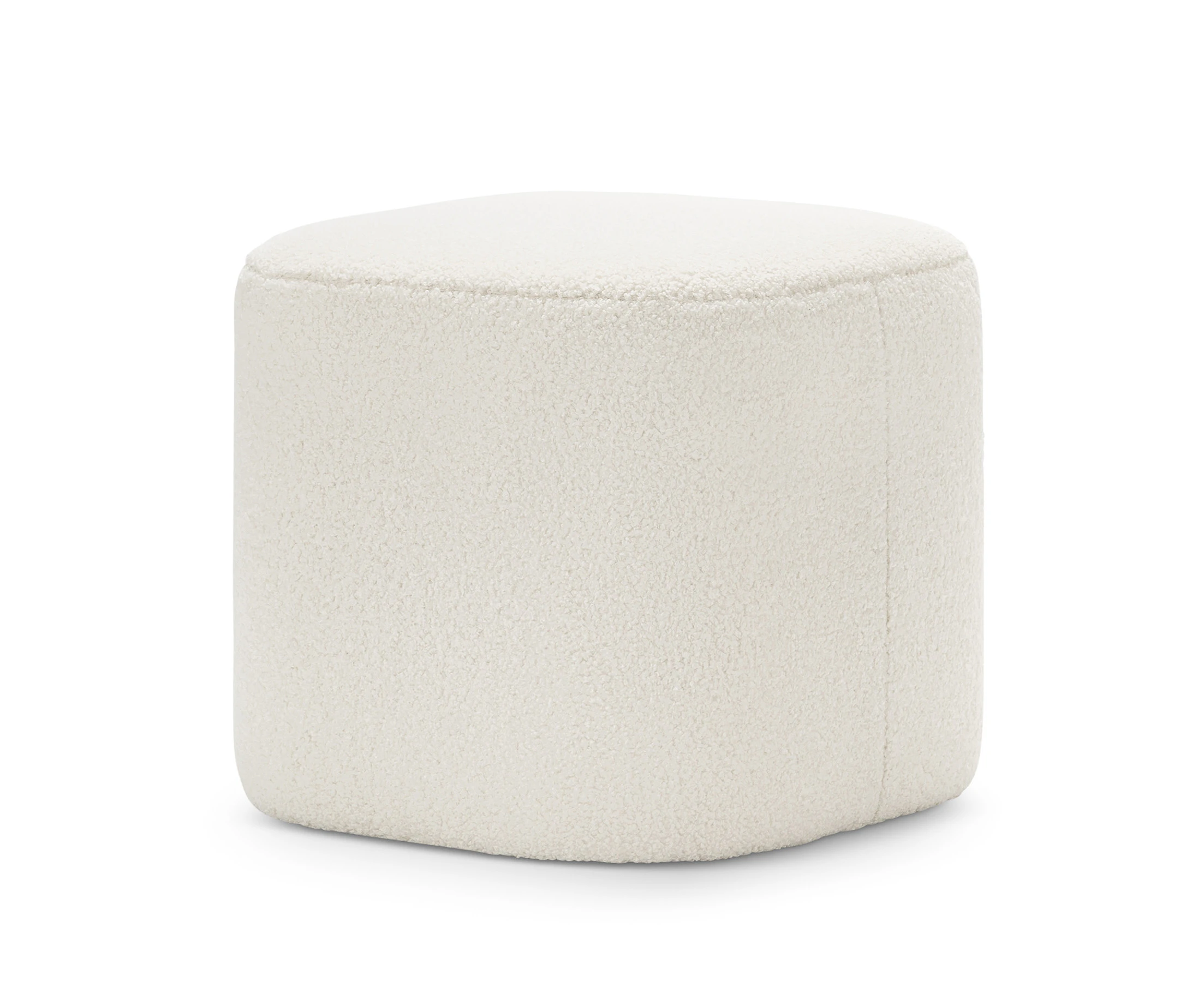 Podd Boucle Cream Square Rounded Ottoman Pouf Stool