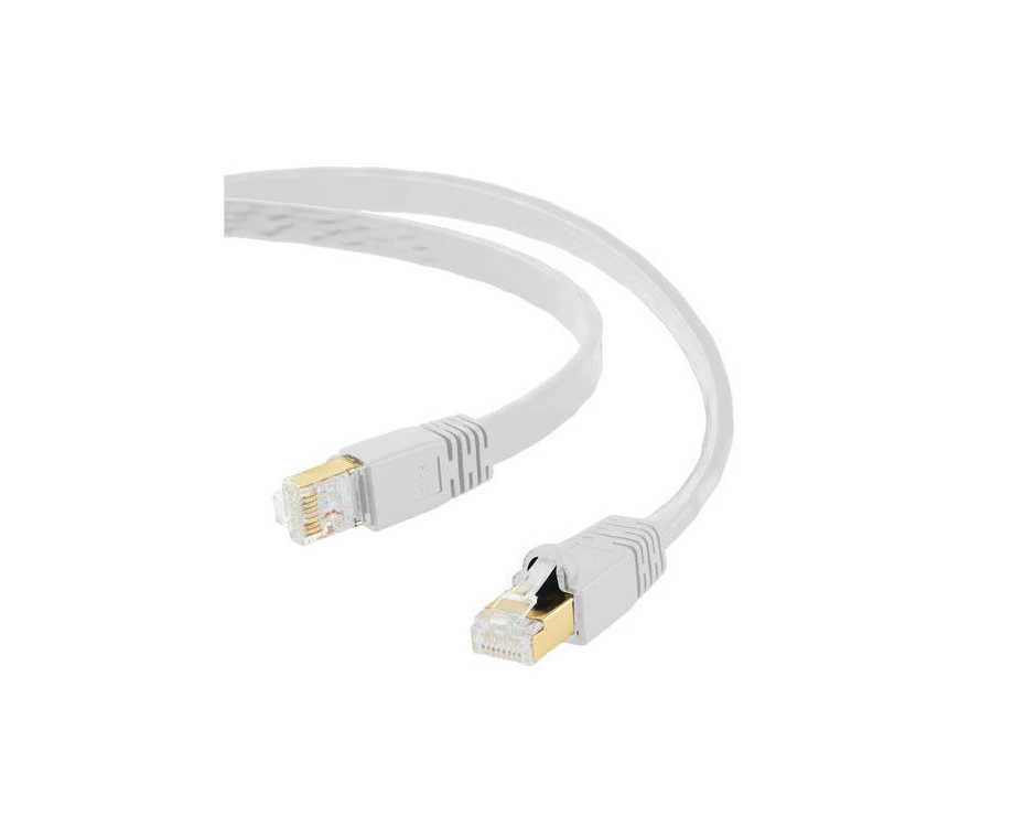 CAT8 FLAT ETHERNET CABLE SHIELDED U/FTP 40GbE WHITE - 5M